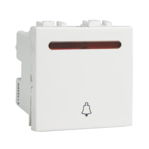 Havells REO 6A Mega Bell Push Switch With Indicator AHBMBIW061 